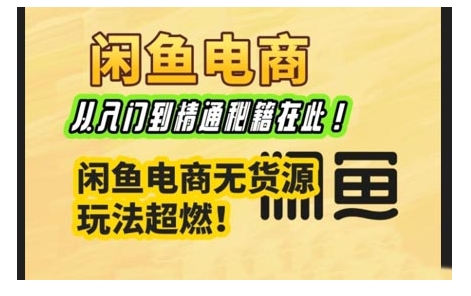 闲鱼电商实战课，从入门到精通秘籍在此，闲鱼电商无货源玩法超燃!-赚钱网