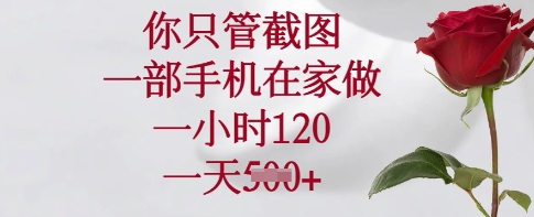 你只管截图，一部手机在家做，一小时120.一天5张【揭秘】-赚钱网