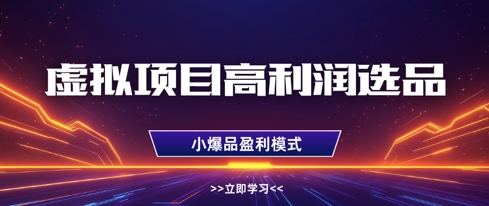 虚拟项目高利润选品方法，做好单店利润1W+，可多店倍增利润-赚钱网