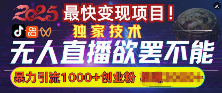 欲罢不能的无人直播引流，超暴力日引流1000+高质量精准创业粉-赚钱网