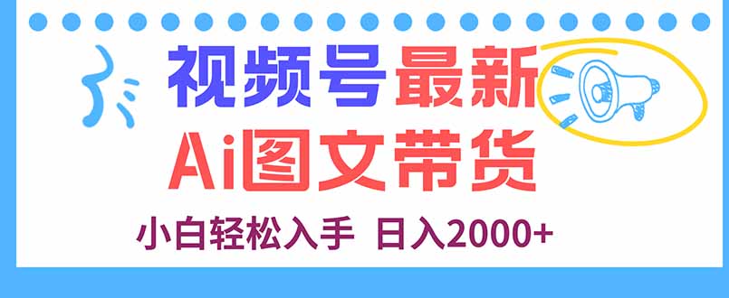 视频号最新AI图文带货，每天几分钟，小白轻松入手，日入2000+-赚钱网
