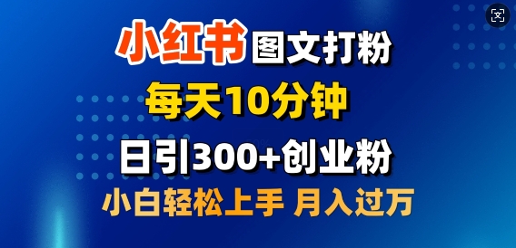 2月小红书图文打粉，每天10分钟，日引300+创业粉，小白轻松月入过W-赚钱网