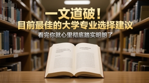 付费文章：一文道破！目前最佳的大学专业选择建议，看完你就心里彻底踏实明朗了-赚钱网