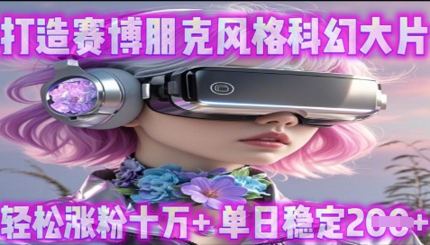 利用生图工具打造赛博朋克风格科幻大片，轻松涨粉十万+，单日稳定2张+-赚钱网