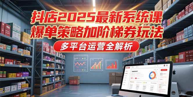 （15214期）抖店2025最新系统课，爆单策略加阶梯券玩法，多平台运营全解析-赚钱网