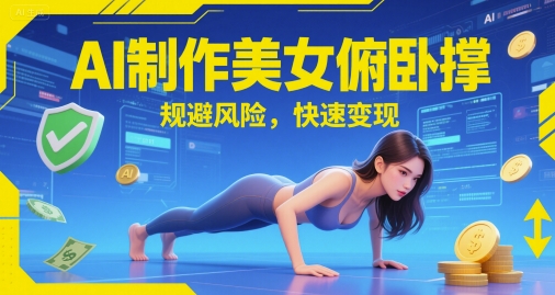 AI制作美女俯卧撑，规避风险，快速变现-赚钱网
