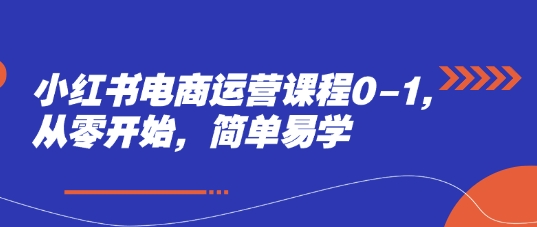 小红书电商运营课程0-1，从零开始，简单易学-赚钱网