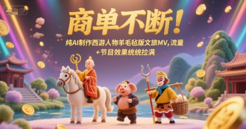 商单不断！纯AI制作西游人物羊毛毡版文旅MV，流量+节目效果统统拉满-赚钱网