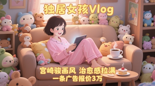 单个账号涨粉71W！用AI制作独居女孩Vlog，宫崎骏画风，治愈感拉满，一条广告报价3W-赚钱网