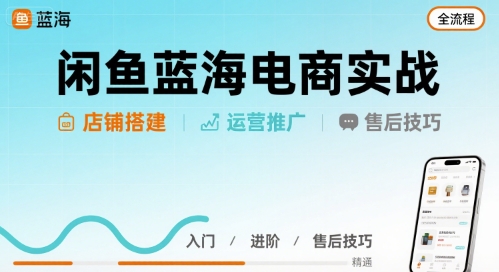 闲鱼蓝海电商实战，店铺搭建运营售后全流程-赚钱网