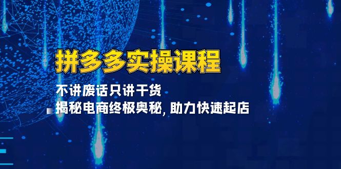 （13577期）拼多多实操课程：不讲废话只讲干货, 揭秘电商终极奥秘,助力快速起店-赚钱网