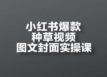 小红书爆款种草视频图文封面实操课，​开店、选品、引流、变现全流程-赚钱网