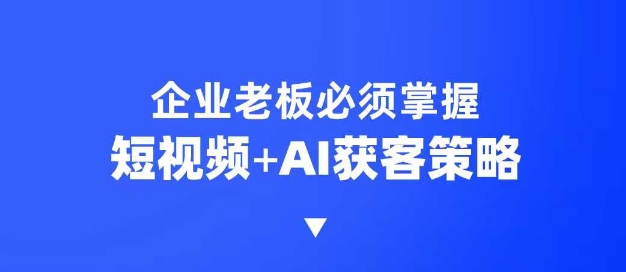 企业短视频AI获客霸屏流量课，6步短视频+AI突围法，3大霸屏抢客策略-赚钱网