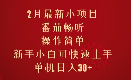 2月最新小项目，番茄畅听，操作简单，新手小白可快速上手，单机日入30+-赚钱网