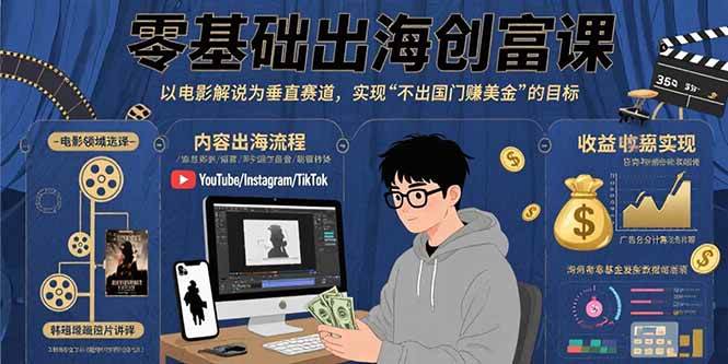 （15709期）零基础出海创富课：以电影解说为垂直赛道，实现不出国门赚美金的目标-赚钱网