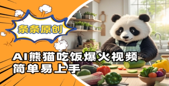Ai熊猫吃饭爆火视频，条条原创，简单易上手-赚钱网