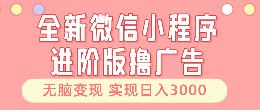 （13197期）全新微信小程序进阶版撸广告 无脑变现睡后也有收入 日入3000＋-赚钱网
