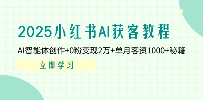 （14301期）2025小红书AI获客教程：AI智能体创作+0粉变现2万+单月客资1000+秘籍-赚钱网