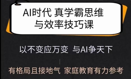 Ai时代真学霸思维与学习方法课，有格局且接地气，家庭教育有力参考-赚钱网