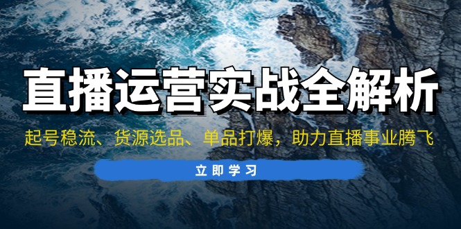 （13294期）直播运营实战全解析：起号稳流、货源选品、单品打爆，助力直播事业腾飞-赚钱网