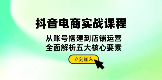 （13350期）抖音 电商实战课程：从账号搭建到店铺运营，全面解析五大核心要素-赚钱网