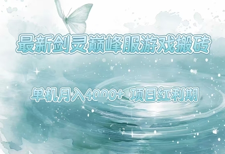 最新剑灵巅峰服游戏搬砖，项目红利期，单机稳定月入4k+操作简单好上手【揭秘】-赚钱网