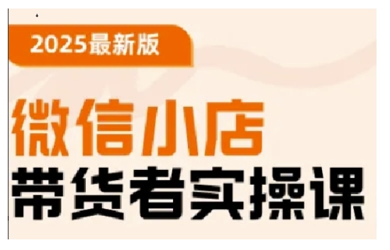 2025最新版微信小店带货者实操课，基础操作到高级运营技巧，快速上手-赚钱网