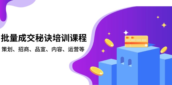 （13908期）批量成交秘诀培训课程，策划、招商、品宣、内容、运营等-赚钱网