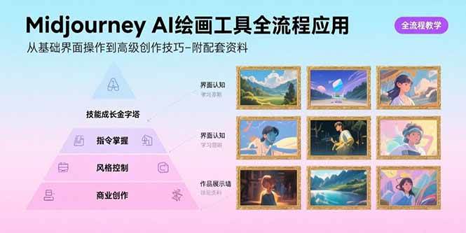 （15628期）Midjourney AI绘画工具全流程应用，从基础界面操作到高级创作-附配套资料-赚钱网