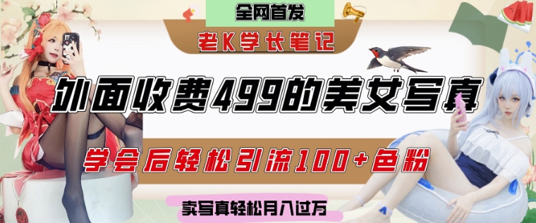 外面收费499的美女写真制作技术，学会后轻松引流S粉变现，日引100+S粉，轻松月入过W-赚钱网