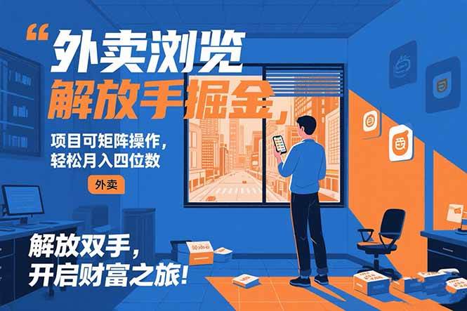 （15440期）外卖浏览掘金项目 可矩阵操作 轻松日入500+-赚钱网
