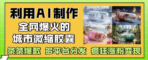 利用AI制作全网爆火的城市微缩胶囊，条条爆款， 多平台分发，疯狂涨粉变现-赚钱网