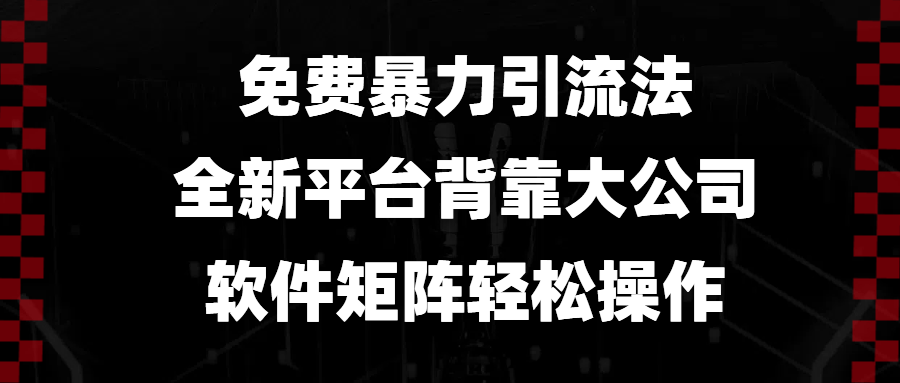 （13745期）免费暴力引流法，全新平台，背靠大公司，软件矩阵轻松操作-赚钱网