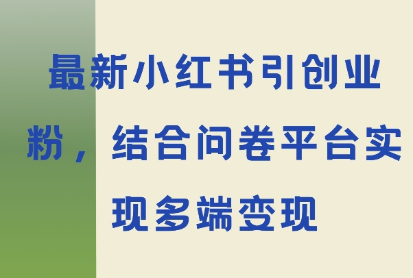 最新小红书引大学生创业粉，结合问卷平台实现多端变现-赚钱网