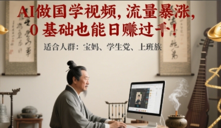 AI做国学视频，流量暴涨 ，0 基础也能日入多张-赚钱网