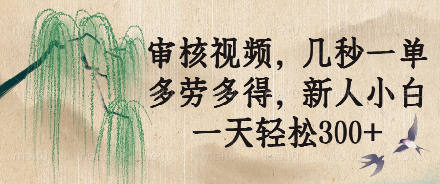 （14202期）审核视频，几秒一单，多劳多得，新人小白一天轻松300+-赚钱网