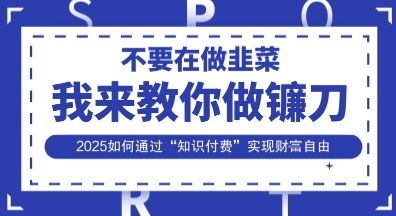 韭菜生涯终结者，我来教你做镰刀，2025如何通过“知识付费”实现财F自由【揭秘】-赚钱网