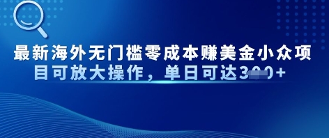 最新海外无门槛美金小众项目可放大操作，单日可达3张-赚钱网