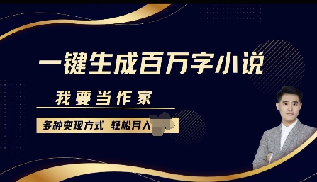 我要当作家，一键生成百万字小说，多种变现方式，轻松月入过W+-赚钱网
