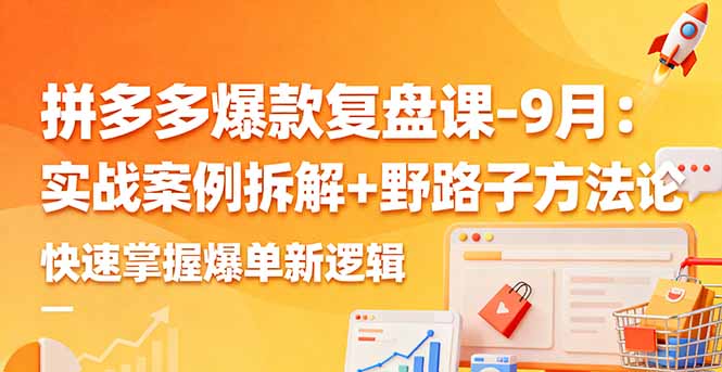 拼多多爆款复盘课-9月：实战案例拆解+野路子方法论，快速掌握爆单新逻辑-赚钱网
