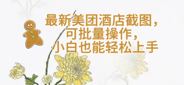 【轻云】最新美团酒店截图，可批量操作，小白也能轻松上手-赚钱网