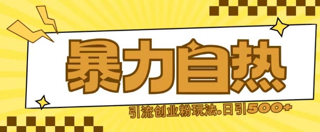 最新暴力自热引流玩法日引500+创业粉-赚钱网