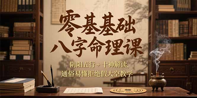 零基础八字命理课，阴阳五行+十神解读，通俗易懂拒绝假大空教学-赚钱网