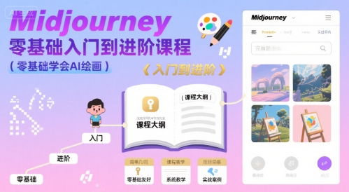 midjourney零基础入门到进阶课程，零基础学会AI绘画-赚钱网