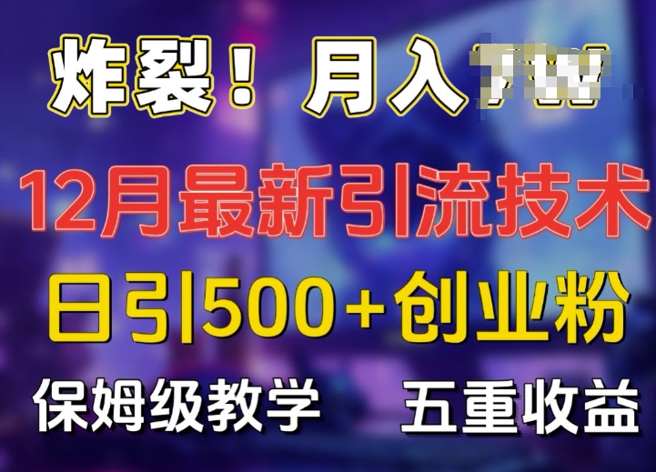 炸裂!揭秘12月最新日引流500+精准创业粉，多重收益保姆级教学-赚钱网