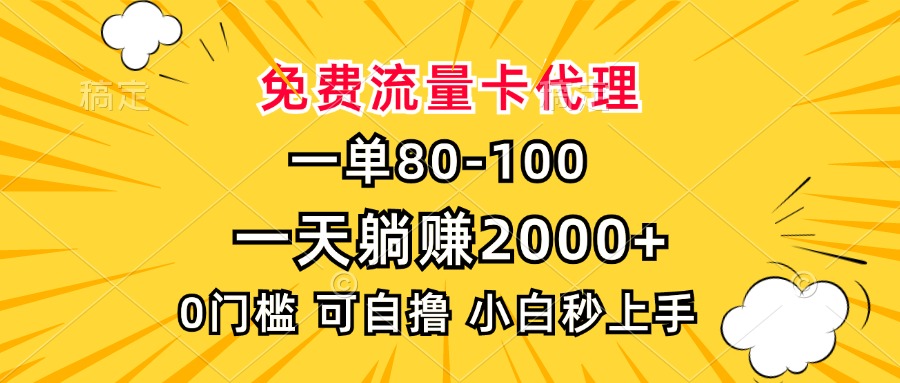 （13551期）一单80，免费流量卡代理，一天躺赚2000+，0门槛，小白也能轻松上手-赚钱网