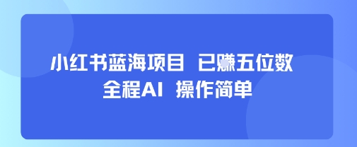 小红书蓝海项目，全程AI，操作简单，已挣五位数-赚钱网