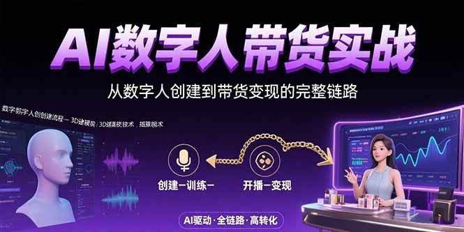 （15548期）AI数字人+带货实战：从数字人创建到带货变现的完整链路-赚钱网