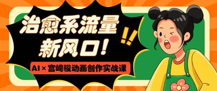 治愈系流量新风口，AI+宫崎骏动画创作实战课，从0到1打造爆款视频-赚钱网