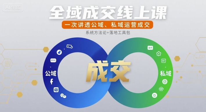 全域成交线上课，一次讲透公域、私域运营成交-赚钱网